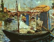 Edouard Manet Claude Monet Working on his Boat in Argenteuil